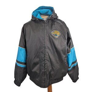 Jacksonville Jaguars Black Blue Hooded Reversable Full Zip Jacket Size XL